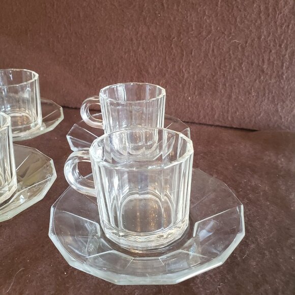 Bormioli‎ Rocco ITALY Clear Demitasse Espresso Cups & Saucers SET 4 - Picture 3 of 12